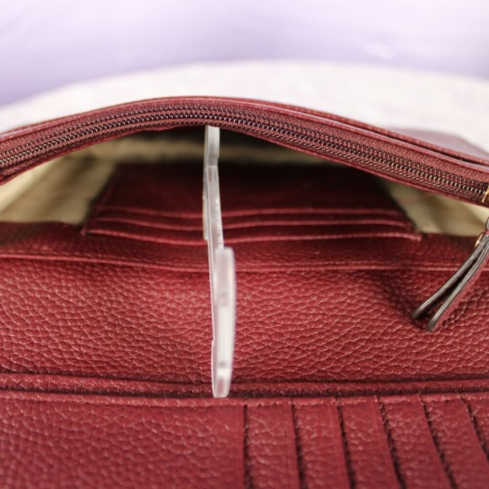 Michael Kors Burgundy Pebbled Leather Wallet Crossbody Wristlet - Picture 7 of 7
